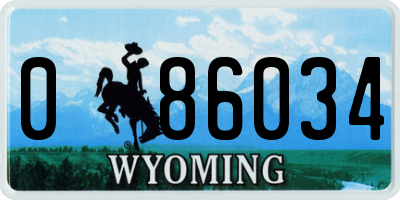 WY license plate 086034