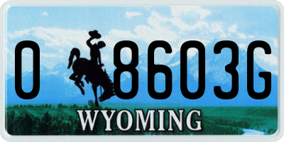WY license plate 08603G