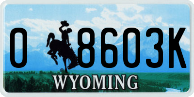 WY license plate 08603K