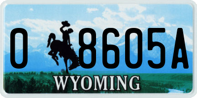 WY license plate 08605A