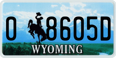 WY license plate 08605D