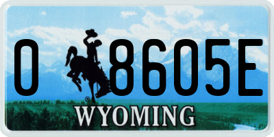 WY license plate 08605E