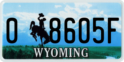 WY license plate 08605F