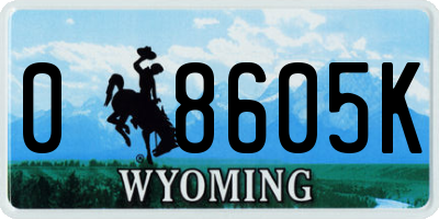 WY license plate 08605K