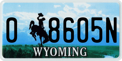 WY license plate 08605N