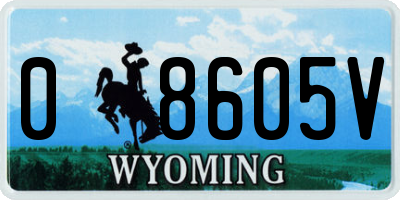 WY license plate 08605V