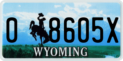 WY license plate 08605X