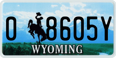 WY license plate 08605Y