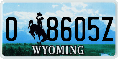 WY license plate 08605Z