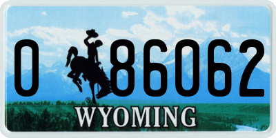 WY license plate 086062
