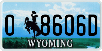 WY license plate 08606D