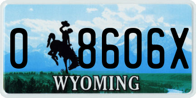 WY license plate 08606X