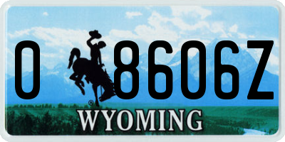 WY license plate 08606Z