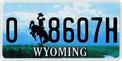 WY license plate 08607H