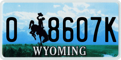 WY license plate 08607K