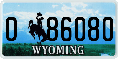 WY license plate 086080