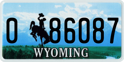 WY license plate 086087