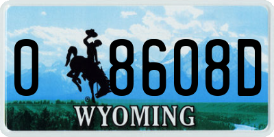 WY license plate 08608D