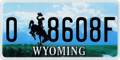 WY license plate 08608F