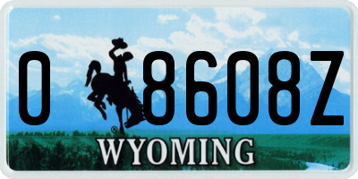 WY license plate 08608Z