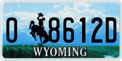 WY license plate 08612D