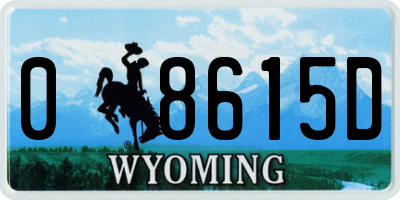 WY license plate 08615D