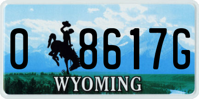 WY license plate 08617G
