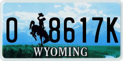 WY license plate 08617K