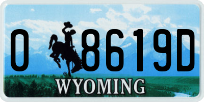 WY license plate 08619D
