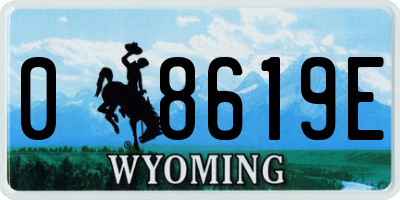 WY license plate 08619E