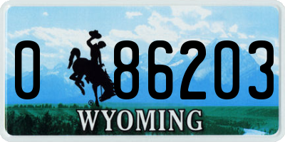 WY license plate 086203