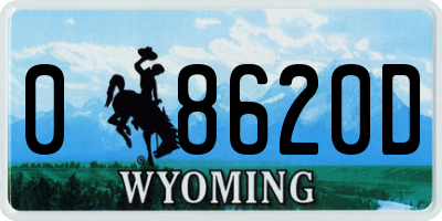 WY license plate 08620D