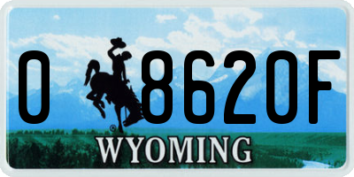 WY license plate 08620F