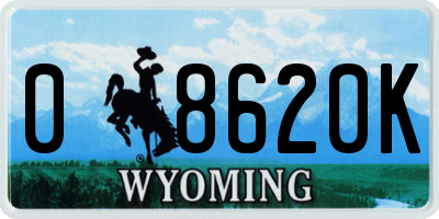 WY license plate 08620K