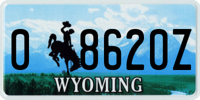 WY license plate 08620Z
