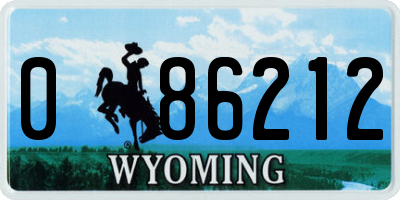 WY license plate 086212