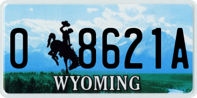 WY license plate 08621A