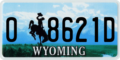 WY license plate 08621D