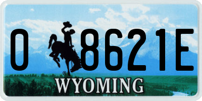 WY license plate 08621E
