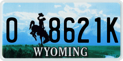 WY license plate 08621K