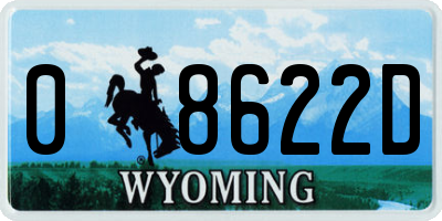 WY license plate 08622D