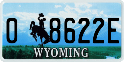 WY license plate 08622E