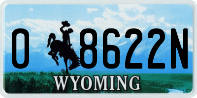 WY license plate 08622N