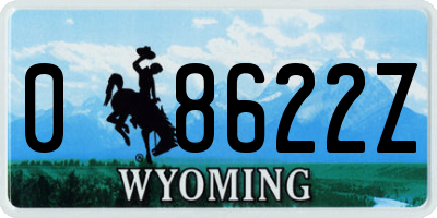 WY license plate 08622Z