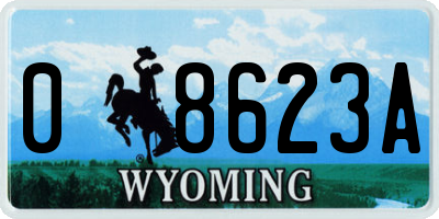WY license plate 08623A