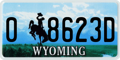 WY license plate 08623D
