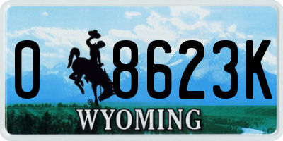 WY license plate 08623K