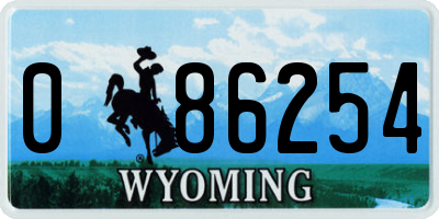 WY license plate 086254
