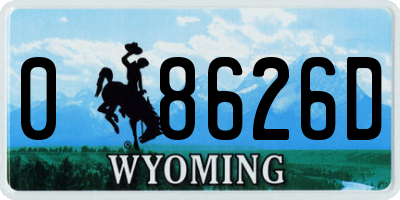 WY license plate 08626D
