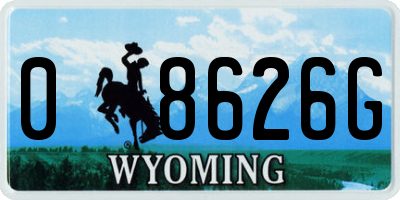 WY license plate 08626G